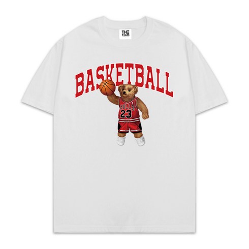 더팀 농구베어 남여공용 빅사이즈 20수 반팔 프린트 티셔츠