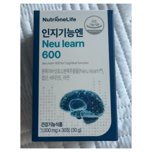 본사 정품) 뉴트리원 인지기능엔 뉴런 Neu learn 600 흰목이버섯 1 000mg 30정 뉴트리원인지기능엔, 2개