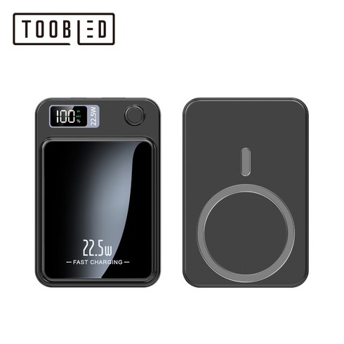 투블레드 맥세이프보조배터리 22.5W 고속충전 듀얼 대용량 무선충전 10000mAh, 다크블랙