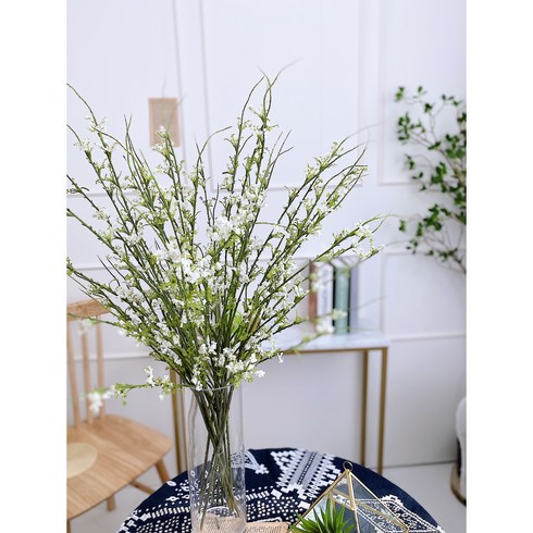 고급 설유화 조화 조팝꽃나무 74cm130cm 인테리어조화 실크플라워, 130cm