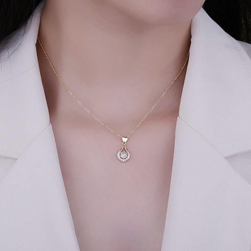 티타늄 스틸 하트큐빅 물방울 목걸이(3color) 변색NO 알러지NO