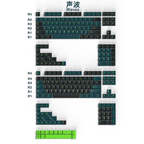 gmk wob bow p5 - GMK 일루션 WOB BOW P5 Wavez 8008 클래식 블루 모던 돌치 라이트 키캡 ABS 이중 샷 체리 프로필, 04 Wavez, 한개옵션2, 한개옵션1