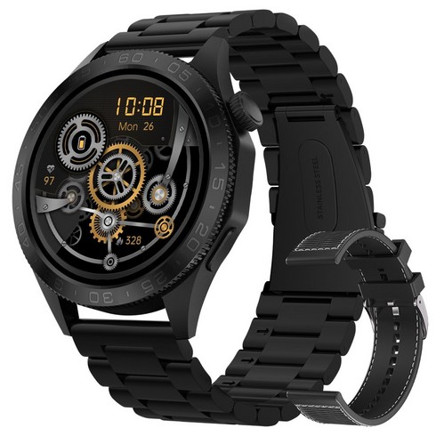 블루투스 스마트워치 ST20 1.43인치 AMOLED AOD 아웃도어 GPS 스포츠시계, GPS + 블루투스, 3.6cm, 블랙