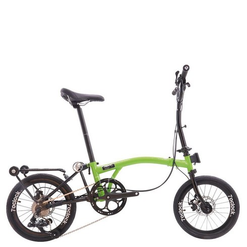 2023년 가성비 최고 트라이폴드자전거 - 브롬튼 유사 접이식자전거 16인치 9단 트라이폴드 미니벨로 출퇴근 바이크, 라이트 그린