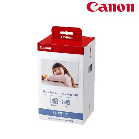 캐논 셀피 인화지 일반용지 108p KP-108IN + 잉크 3p 4X6 1개, 1 4X6