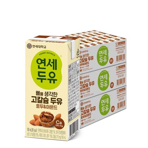 연세유업 뼈를 생각한 고칼슘두유 호두아몬드 180ml 72팩, 72개