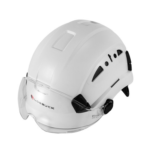 경량 안전모 헬맷 충돌 방지 눈 머리 보호 작업 현장, 흰색 안전모 + 투명 고글, 1개