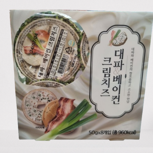 대파&베이컨 크림치즈 50g X 8입 베이글 카나페 간편 소포장 아이스박스 아이스팩 포장, 8개