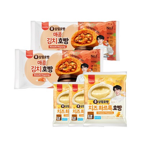 [돌아온삼립호빵] 삼립 호빵 신상호빵 2종 패키지팩(김치호빵 6입 + 치즈호빵6입), 김치호빵 3입 2봉+ 치즈호빵 1입 6봉