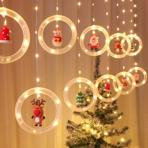 터치온리 크리스마스 캐릭터 가랜드 줄조명 LED 커튼라이트, 보통형