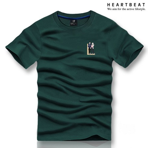 2023년 가성비 최고 브랜드단체복 - 하트비트 에엘더 반팔티 세미 슬림핏 일러스트 나염 반팔 티셔츠 커플룩 빅사이즈 단체복 남자 여자 남여공용 면 커플티 단체티