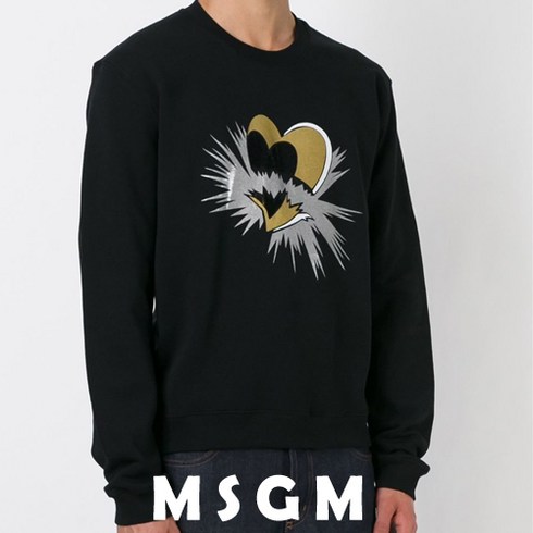 MSGM 1940 MM70 154798 엠에스지엠 하트프린트 블랙 맨투맨