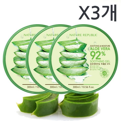 네이처리퍼블릭 알로에베라 92% 수딩젤 X3개, 300ml, 3개