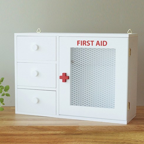 [원진엘앤비] 화이트 우드 약장 구급함 First aid kit 약상자 약장함