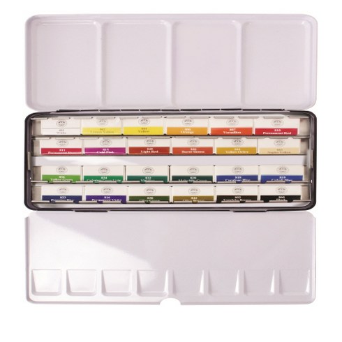 문교 고체물감하프 수채화물감 24색