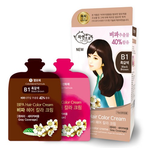 비파헤어칼라크림 - 자연으로 비파헤어칼라크림 새치커버 흰머리용 염색약 헤어컬러, 흑갈색, 120ml, 1개