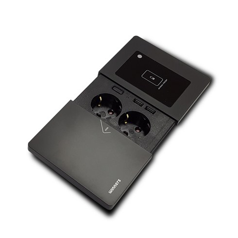 삼일공 가구매입 빌트인 스퀘어 USB 무선충전콘센트 블랙_IWC_W209B, 스퀘어 무선충전USB콘센트_블랙(IWC_W209B), 1개, 블랙