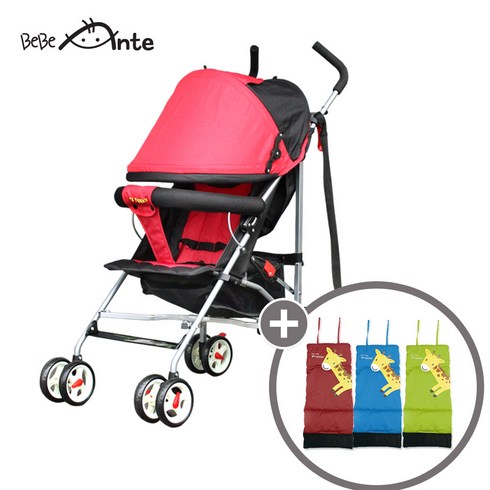 [더원스토리] 초경량+침대형 휴대용유모차절충형유모차+사은품, 해피320휴대용유모차(레드)