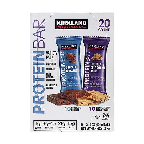 커클랜드시그니춰 프로틴 바 60g 초콜릿 브라우니 + 칩 쿠키 도우 프로틴바, 1.2kg, 1개