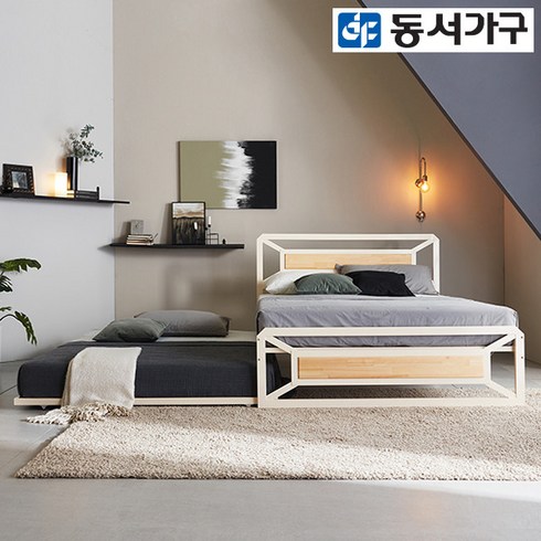슬라이딩 멀바우/편백나무 이층침대F Q+SS(7존), 색상:편백 아이보리