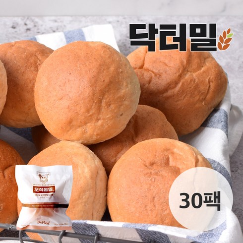 [닥터밀] 오직통밀 모닝빵 30팩, 70g, 30개