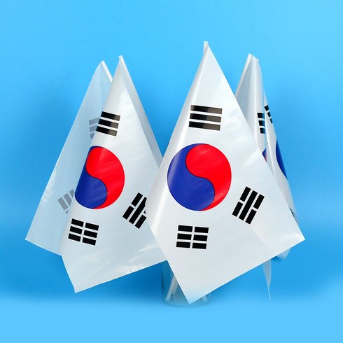 국산 태극기 - 태극기(비닐)수기/비닐태극기(100입), 혼합색상, 100개