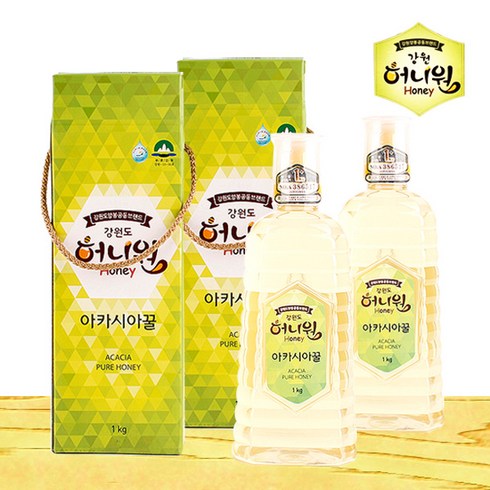 영월 허니원 1등급 아카시아벌꿀 5병 - [허니원] 아카시아 벌꿀 1kg(튜브)x2통, 1세트