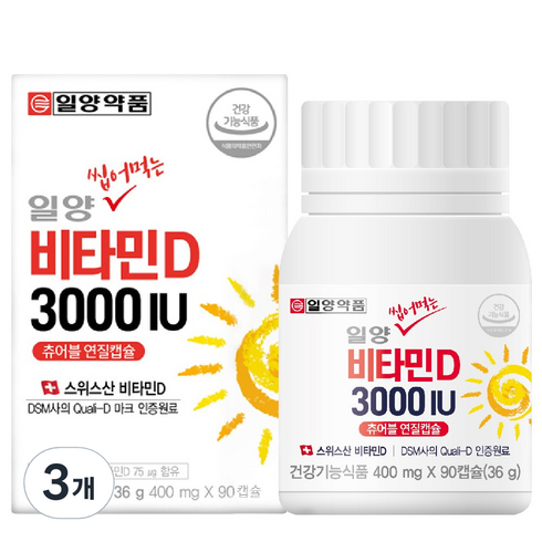 일양약품 일양 씹어먹는 비타민D 3000IU 36g, 3개