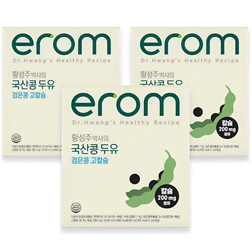 이롬 황성주 국산콩 검은콩 고칼슘 두유, 190ml, 72개