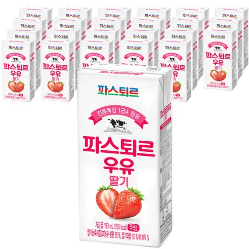 파스퇴르 우유 딸기, 190ml, 24개