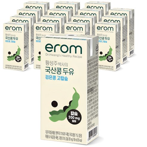 이롬 황성주 국산콩 검은콩 고칼슘 두유, 190ml, 16개