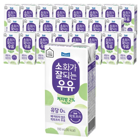 매일유업 소화가 잘되는 우유 저지방, 190ml, 48개