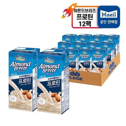 블루다이아몬드 아몬드 브리즈 뉴트리플러스 프로틴, 190ml, 24개
