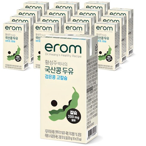 이롬 황성주 국산콩 검은콩 고칼슘 두유, 190ml, 72개