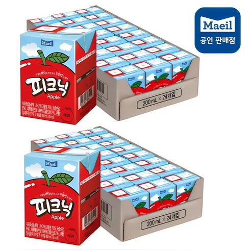 매일유업 피크닉 사과, 200ml, 24개