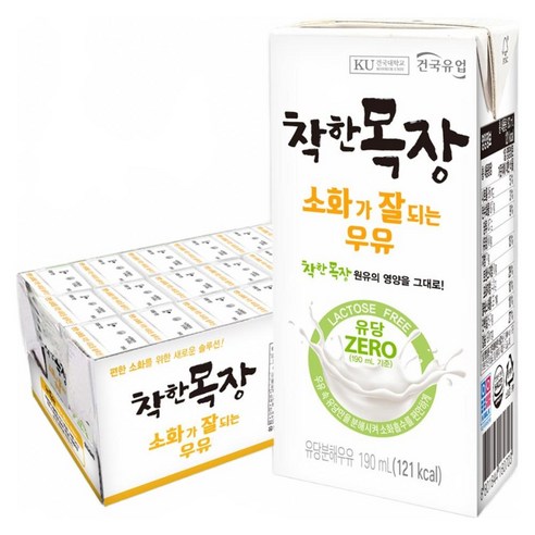 [건국유업] 착한목장소화가잘되는멸균우유 48입, 190ml, 48개