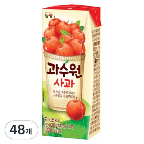 과수원 사과주스, 190ml, 48개