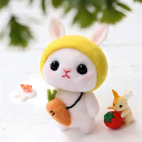 아트조이 DIY 양모펠트 키트, 핑크딸기 고양이, 1세트