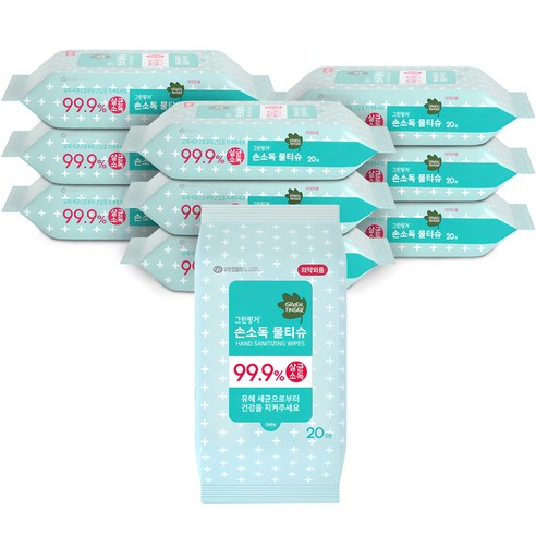 아기소독티슈 추천 상품그린핑거 손소독 물티슈 휴대형, 10개입, 10개 제품 사진