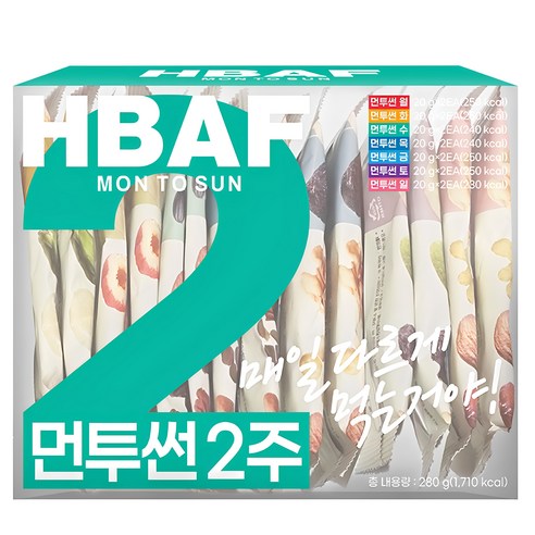바프 매일견과 먼투썬 2주 믹스넛, 280g, 1세트 
견과/건과