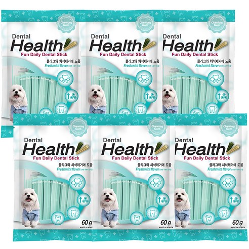 덴탈헬스 강아지 덴탈껌, 민트맛, 60g, 6개