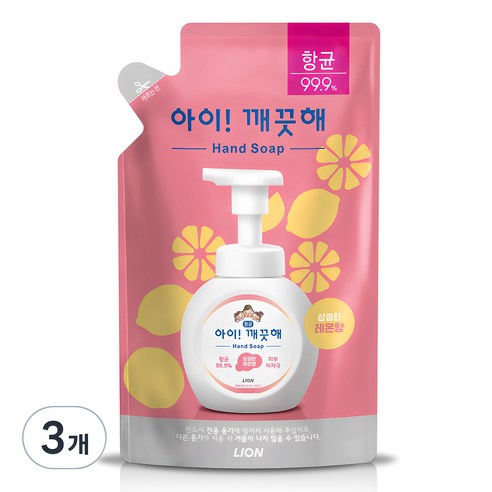 아이깨끗해 핸드워시 레몬향 리필, 200ml, 3개