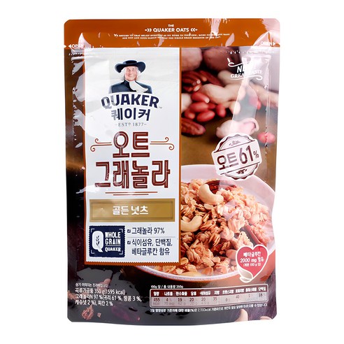 롯데제과 퀘이커 오트 그래놀라 시리얼 골든넛츠, 350g, 1개