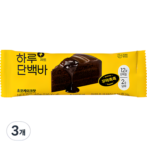 프로틴방앗간 하루단백질바 제트 초코케이크맛, 40g, 3개