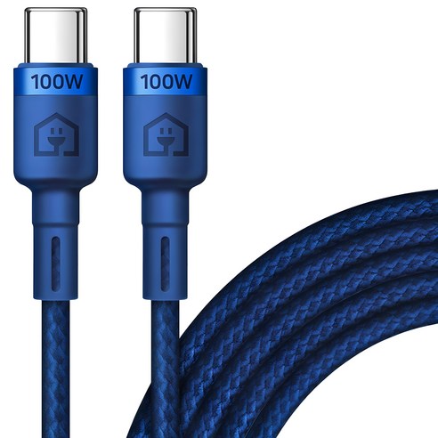 홈플래닛 C타입 C to C PD100W 초고속 충전케이블, 2m, 블루, 1개
