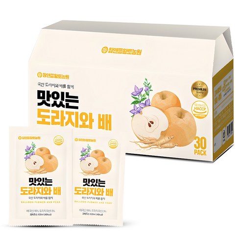 참앤들황토농원 맛있는 도라지와 배, 100ml, 30개