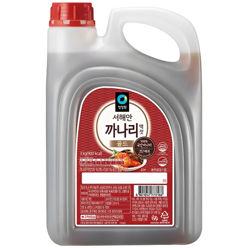 청정원 서해안 까나리 액젓 골드, 3kg, 3개