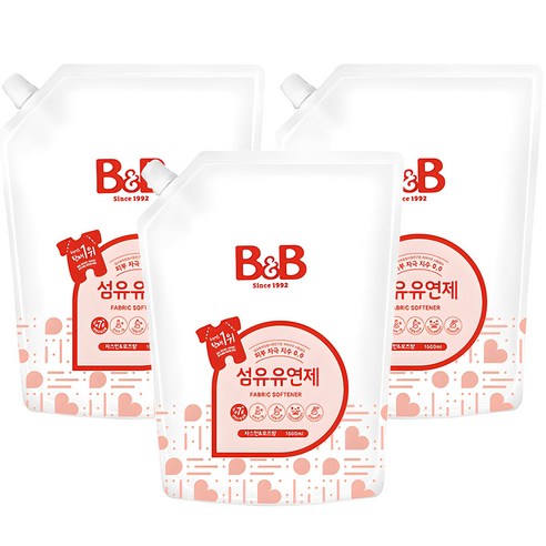 비앤비 섬유유연제 자스민&로즈향 리필, 1.5L, 3개