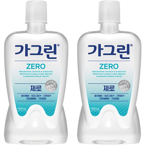 가그린 제로 구강청결제, 1100ml, 2개