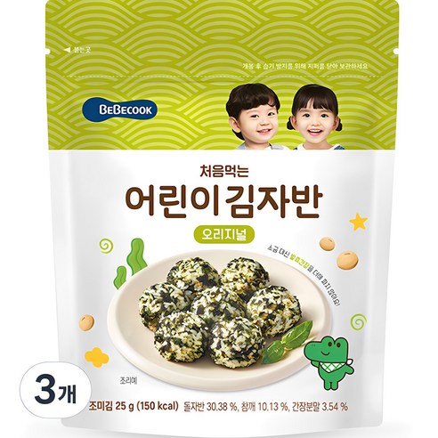 베베쿡 처음 먹는 어린이 김자반, 오리지널, 25g, 6개